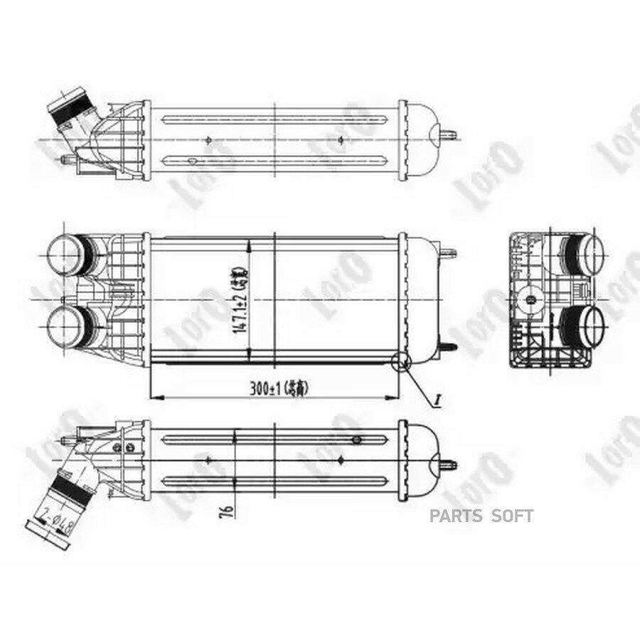 Интеркулер PEUGEOT BERLINGO (B9) (08-) 1.2 THP, C3 II (A51) (09-) 1.2 THP, C4 CACTUS (14-) 1.2 THP, от официального дистрибьютора, LORO, артикул 0380180004