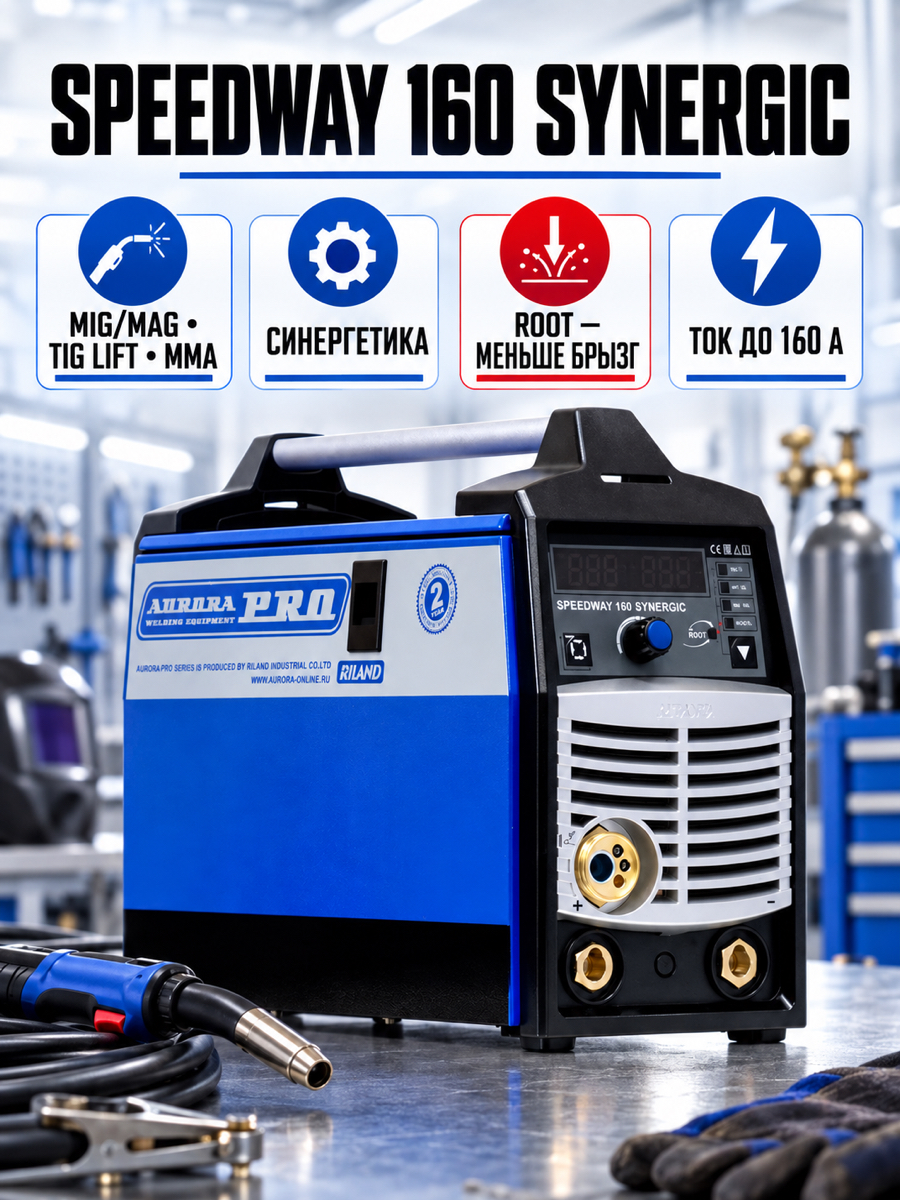 Сварочный полуавтомат AuroraPRO SPEEDWAY 160 SYNERGIC, до 160 А
