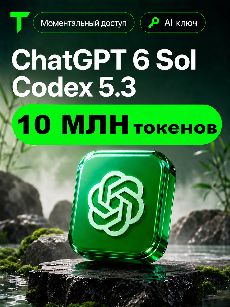 ChatGPT 6 Sol и Codex 5.3 API-ключ 10 МЛН токенов | Настоящий бессрочный