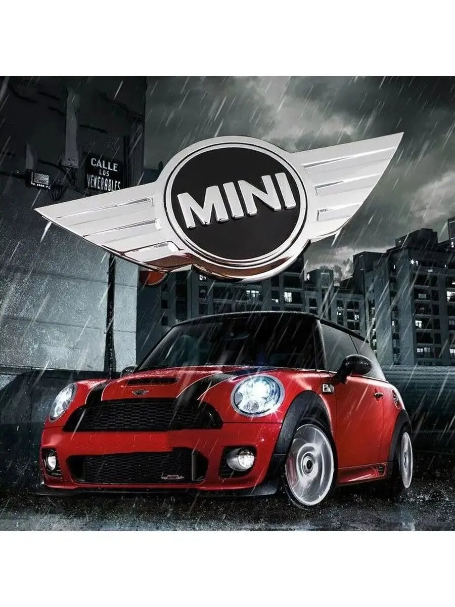 Эмблема Mini Cooper мини 119х51 мм хром/черная