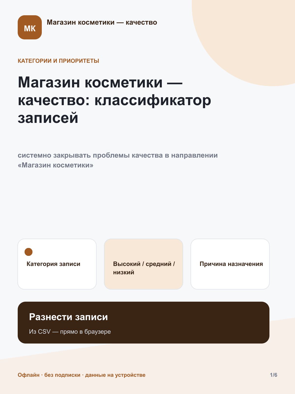 Магазин косметики — качество: классификатор записей