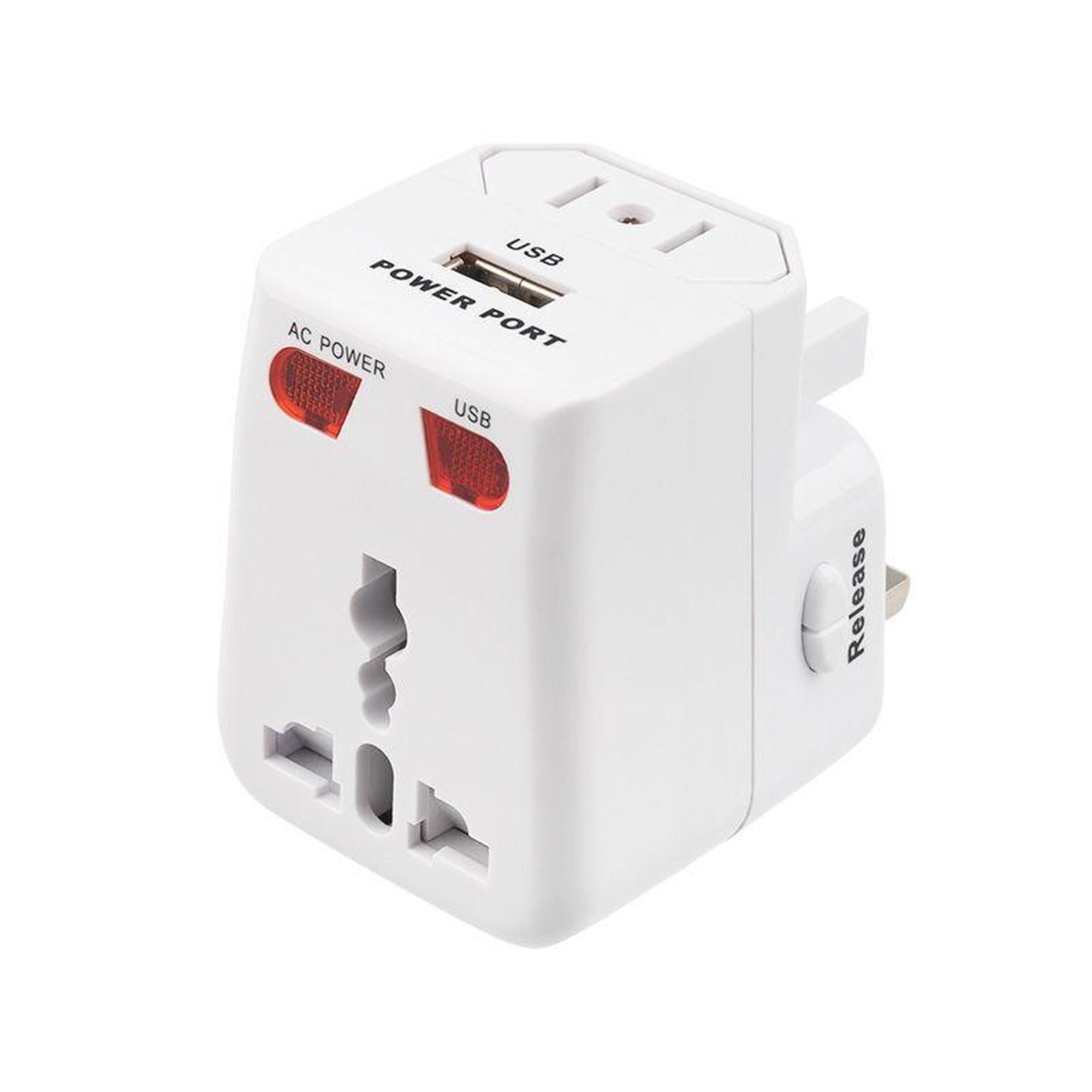 Адаптер сетевой Rexant "Путешественник", с USB, белый, 11-1051