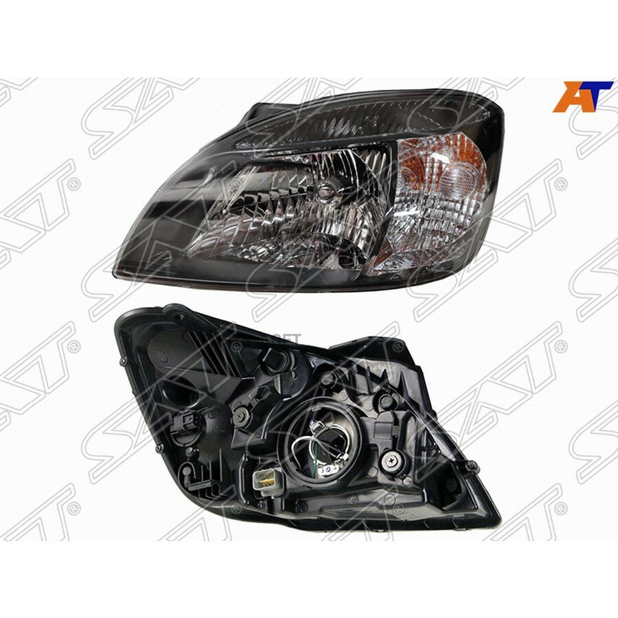 Фара Kia Rio 05-11 (Слева/ Галоген/ Ручная регулировка/ Чёрная) от официального дистрибьютора, SAT, артикул ST2231123LLEMN2