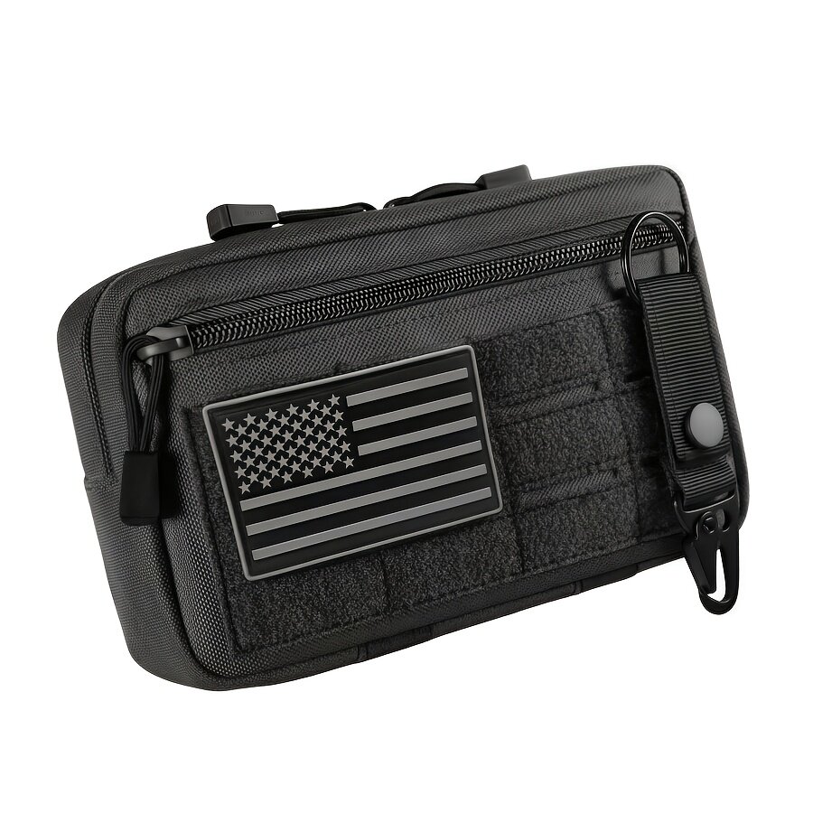 Тактическая уличная поясная сумка для телефона, мини-камеры и аптечки с крючком и набором декоративных наклеек, черный