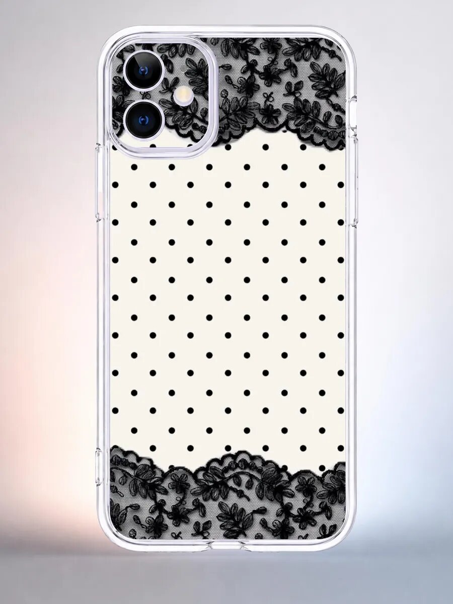 Чехол iPhone 11 кружево и горох силиконовый прозрачный