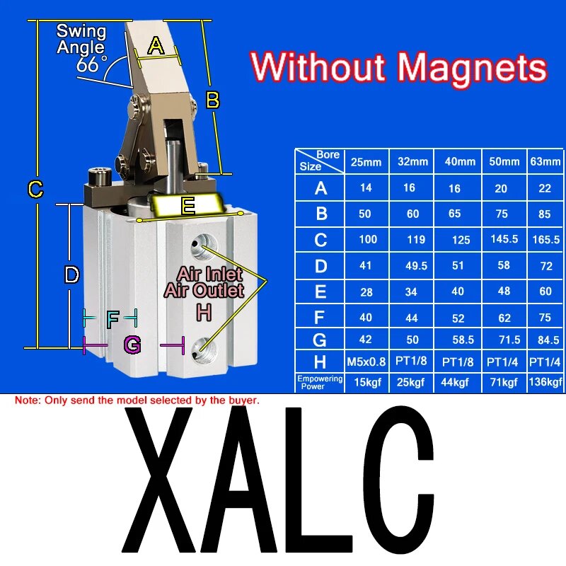 Пневматический цилиндр X-ALC 25mm, без магнитов