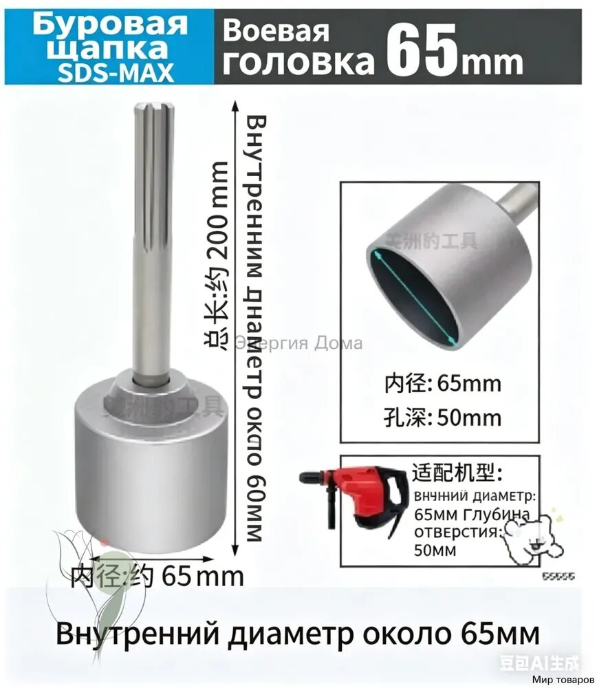 SDS Max - Насадка для установки столбов, диаметр 2 дюйма