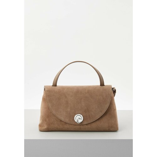 фото Сумка сэтчел coccinelle nikla suede, фактура зернистая, бархатистая, бежевый