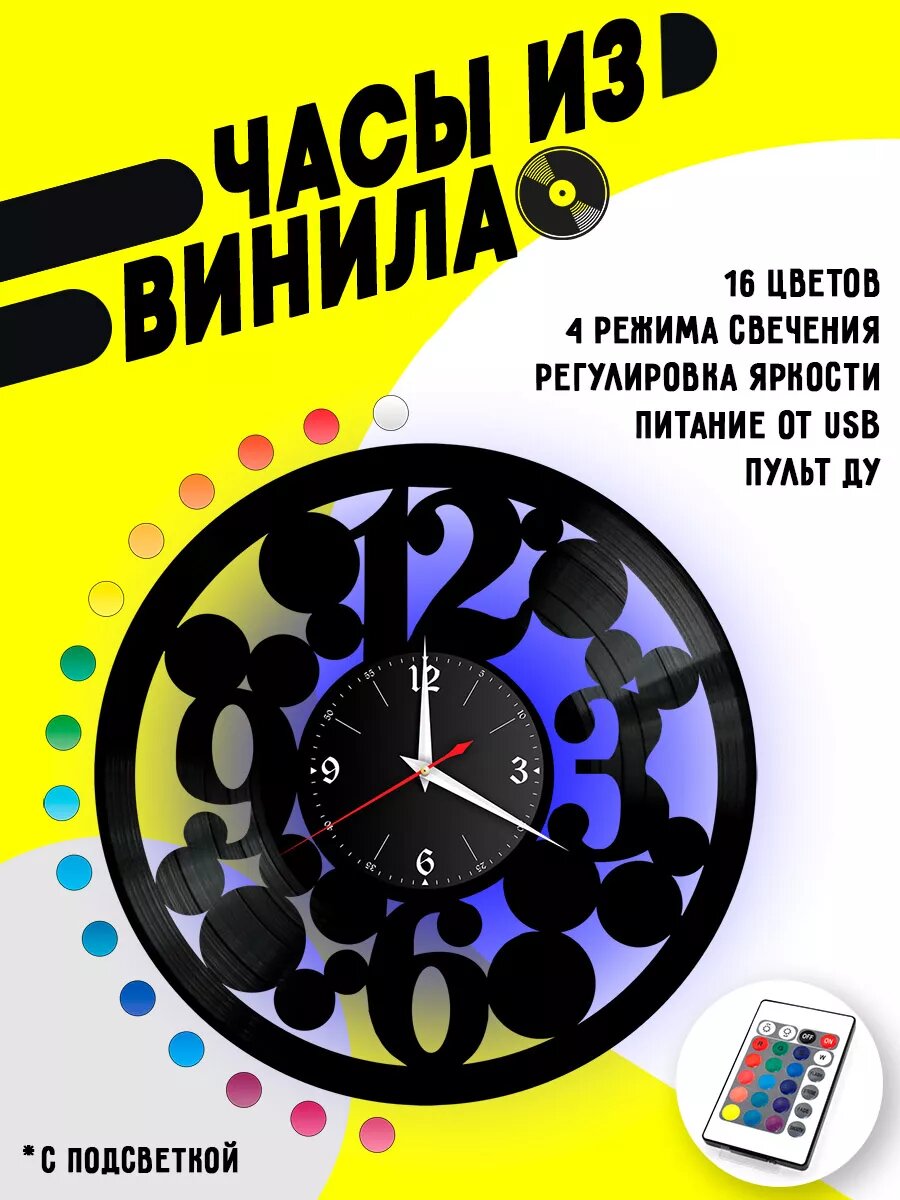 Часы из винила / Цифры / время / круги
