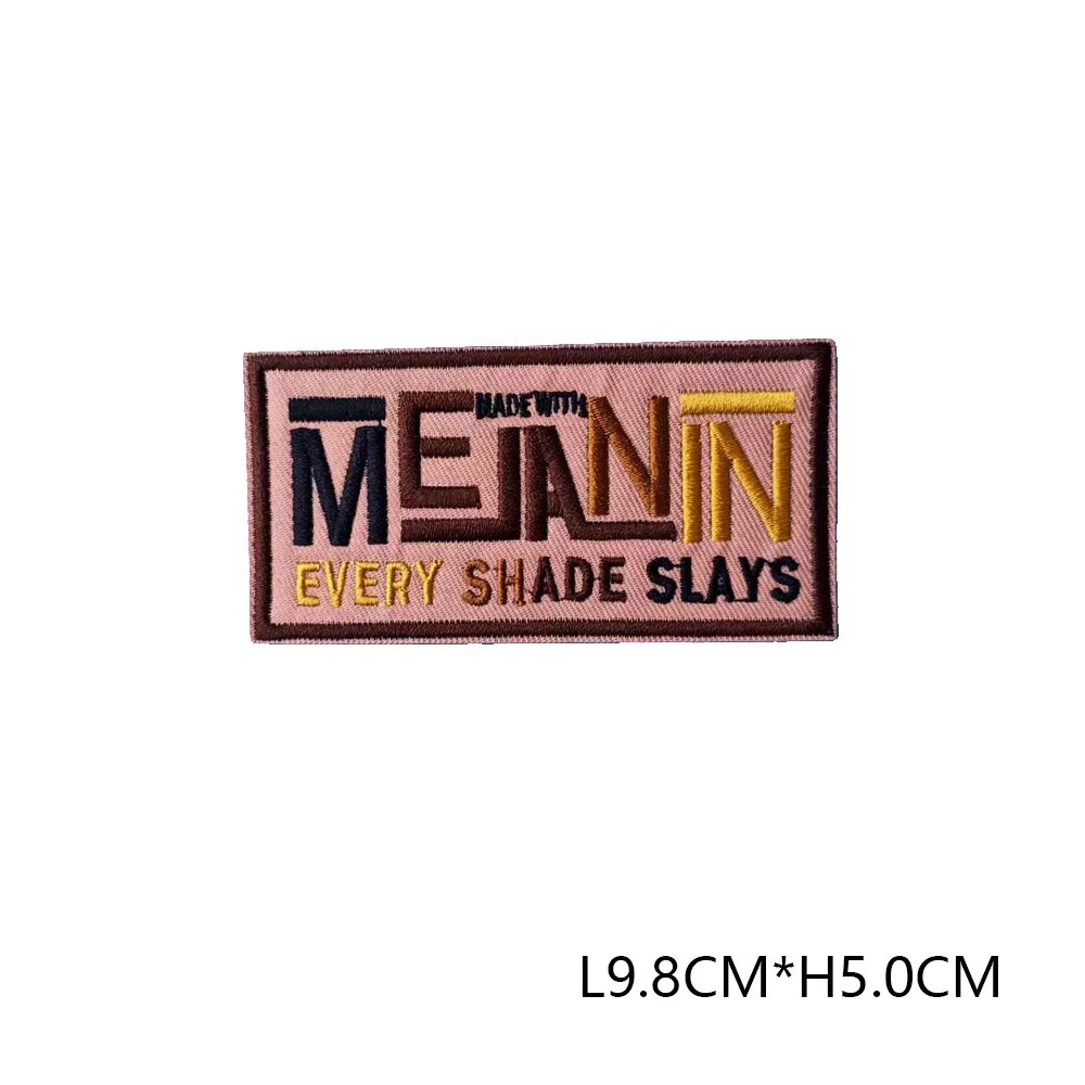 Вышивка "Made With melanin, Every Shade slays", 9.8x5 см, коричневый, SY22