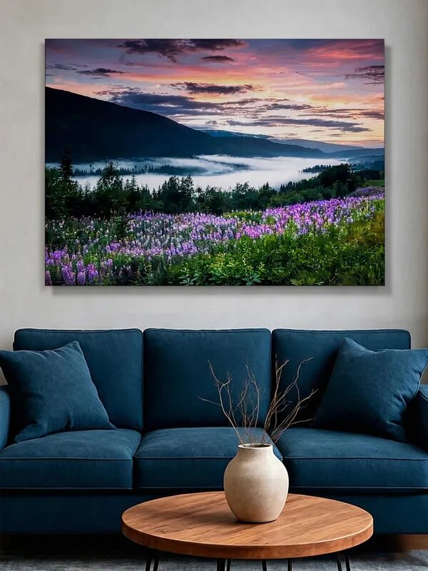 Картина "Горные туманы и цветы" 40x60 см, 1
