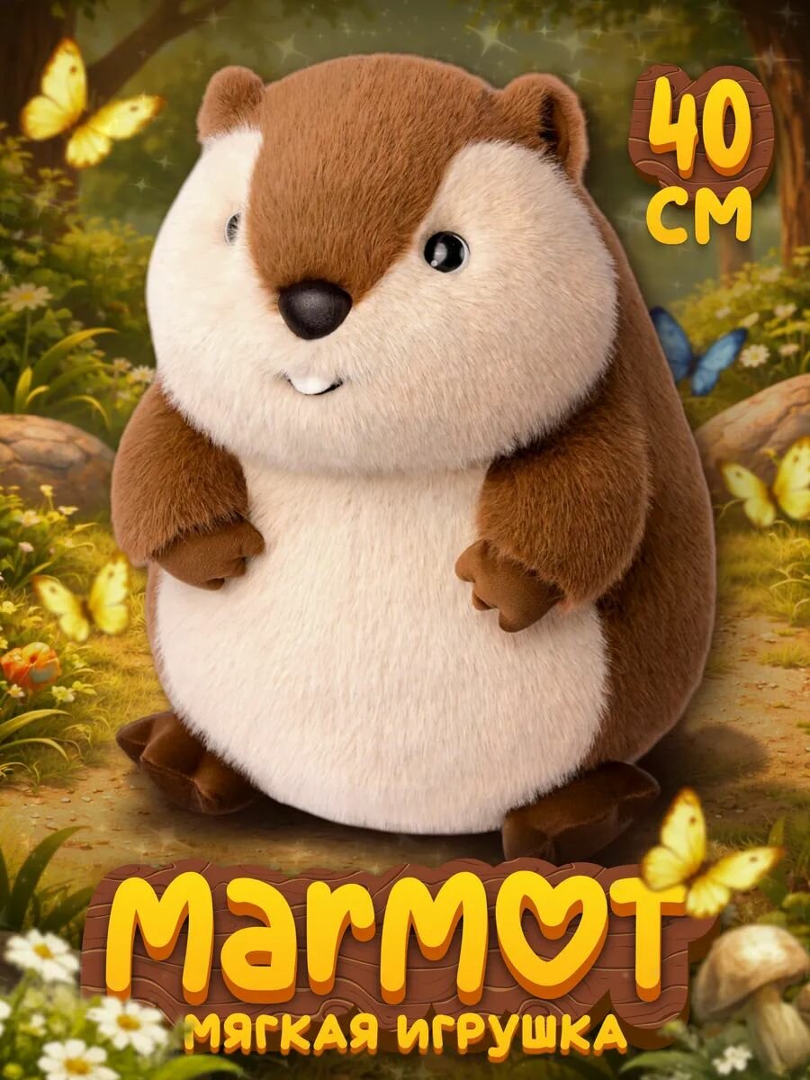 Мягкая плюшевая игрушка детская Сурок Marmot пушистый зверек 40 см