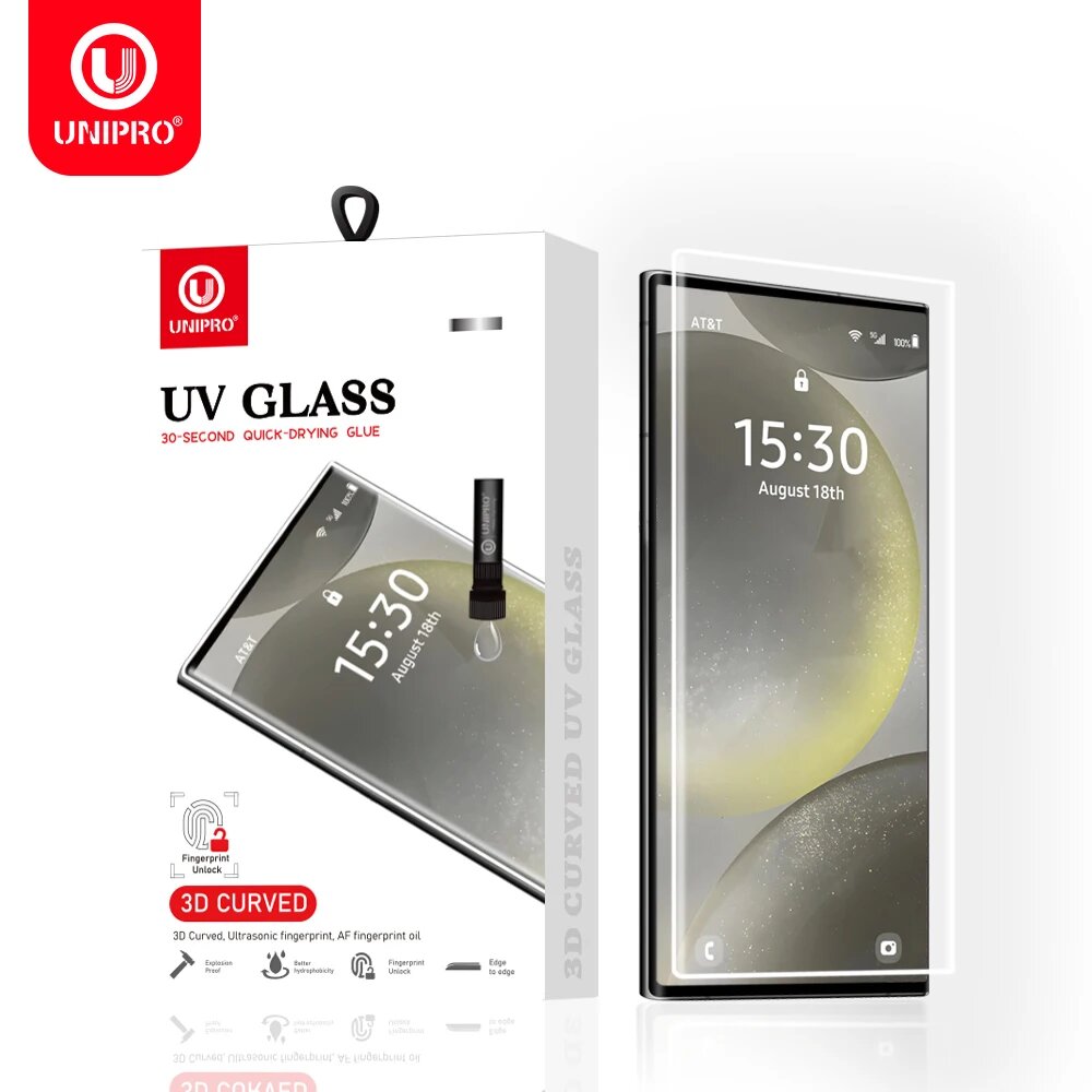 Защитная пленка UNIPRO UV Full Glue Full Cover для экрана Samsung S26 S25 S24 S23 S22 Ultra Edge, стеклянная, с полным покрытием, анти-отпечатки пальцев