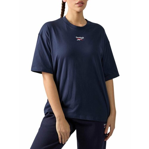 фото Футболка спортивная reebok identity 2-col logo relaxed tee, размер 2xl, синий