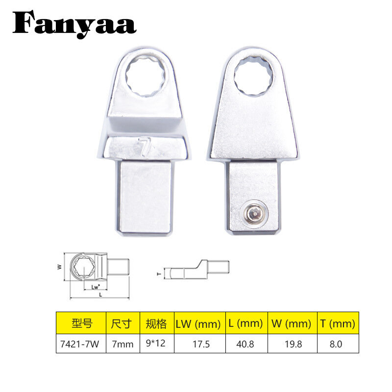 Fanyaa 9x12мм Сменная Гекс Головка для Торк-Ключа - 7мм, Профессиональный Авто-Инструмент