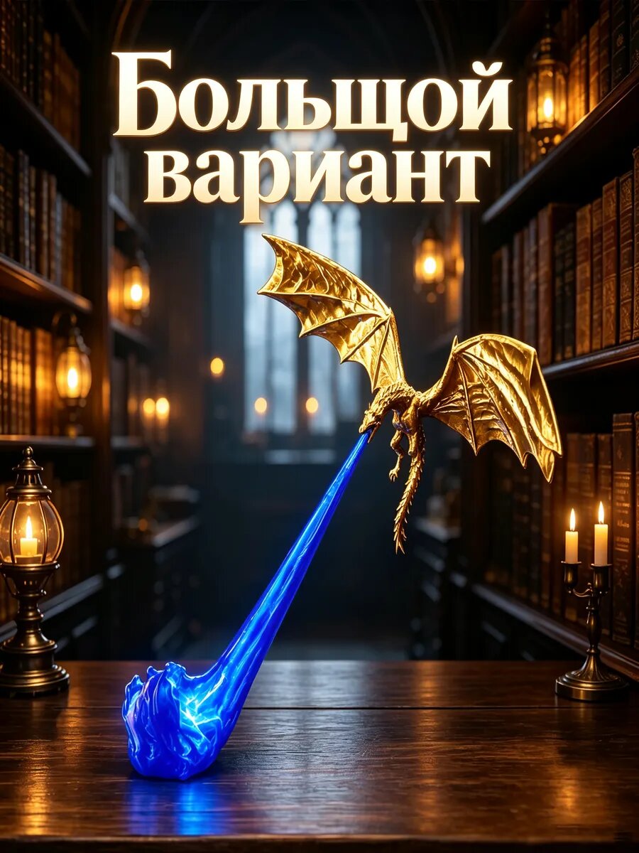 Фигурка дракон с огнём для фэнтези-декора полки