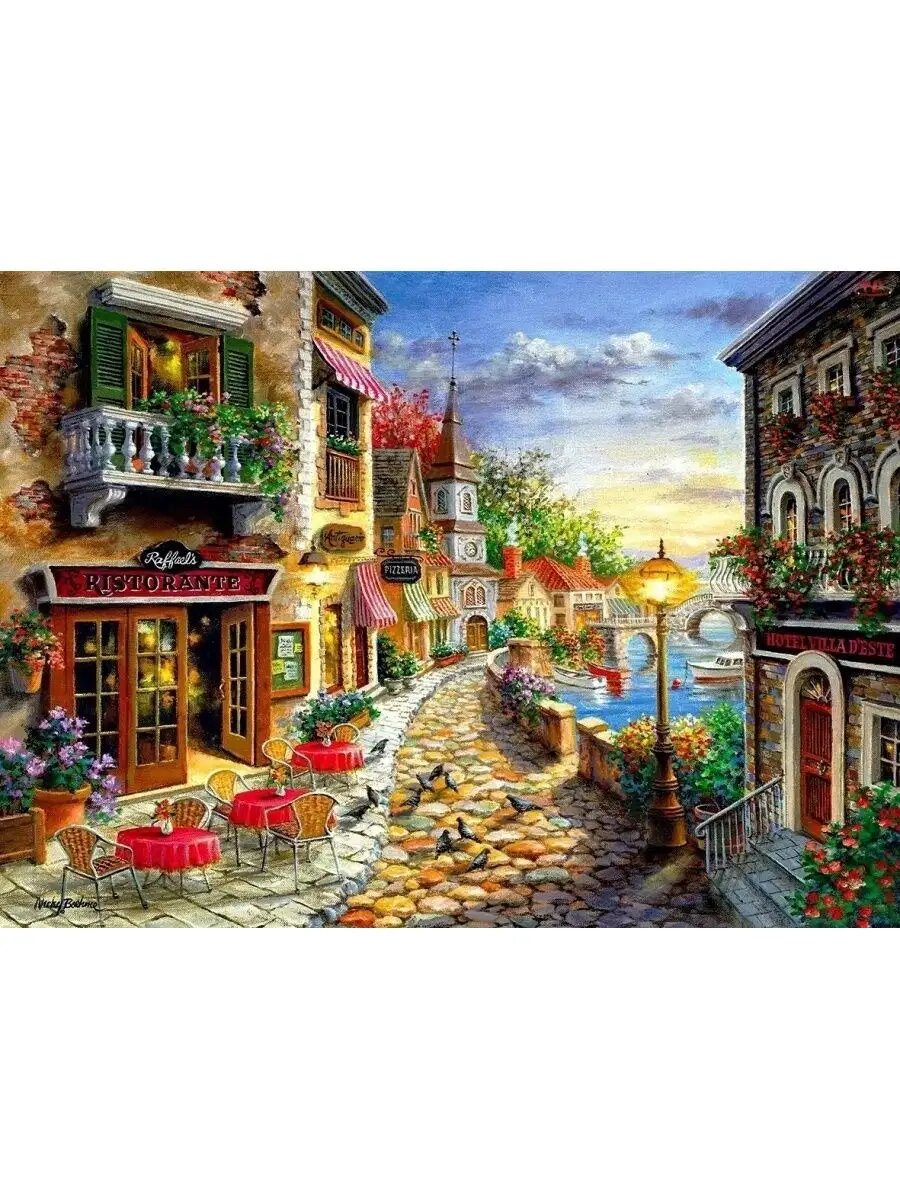 Картина по номерам "Кафе на набережной", на холсте на подрамнике, 40 x 50 см