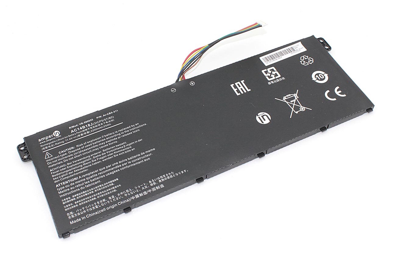 Аккумулятор для Acer (AC14B18J) Aspire ES1-512, ES1-511, V3-371, V3-111, E3-111 36Wh, 3220mAh 11.31V