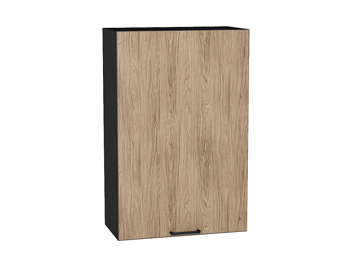 Шкаф верхний с 1-ой дверцей Флэт, цвет фасада Natural Casella Oak 2S, цвет каркаса Graphite, 920*600*318 (В*Ш*Г) мм