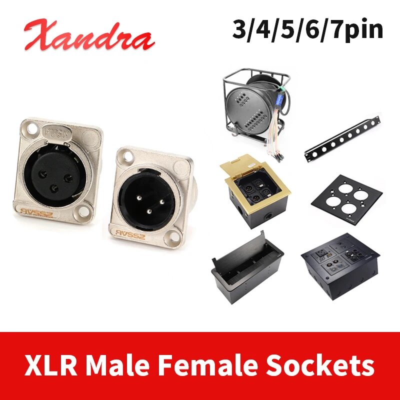HF XLR разъём для панели монтажа, аудио, микрофон, серебряные контакты 4P Male