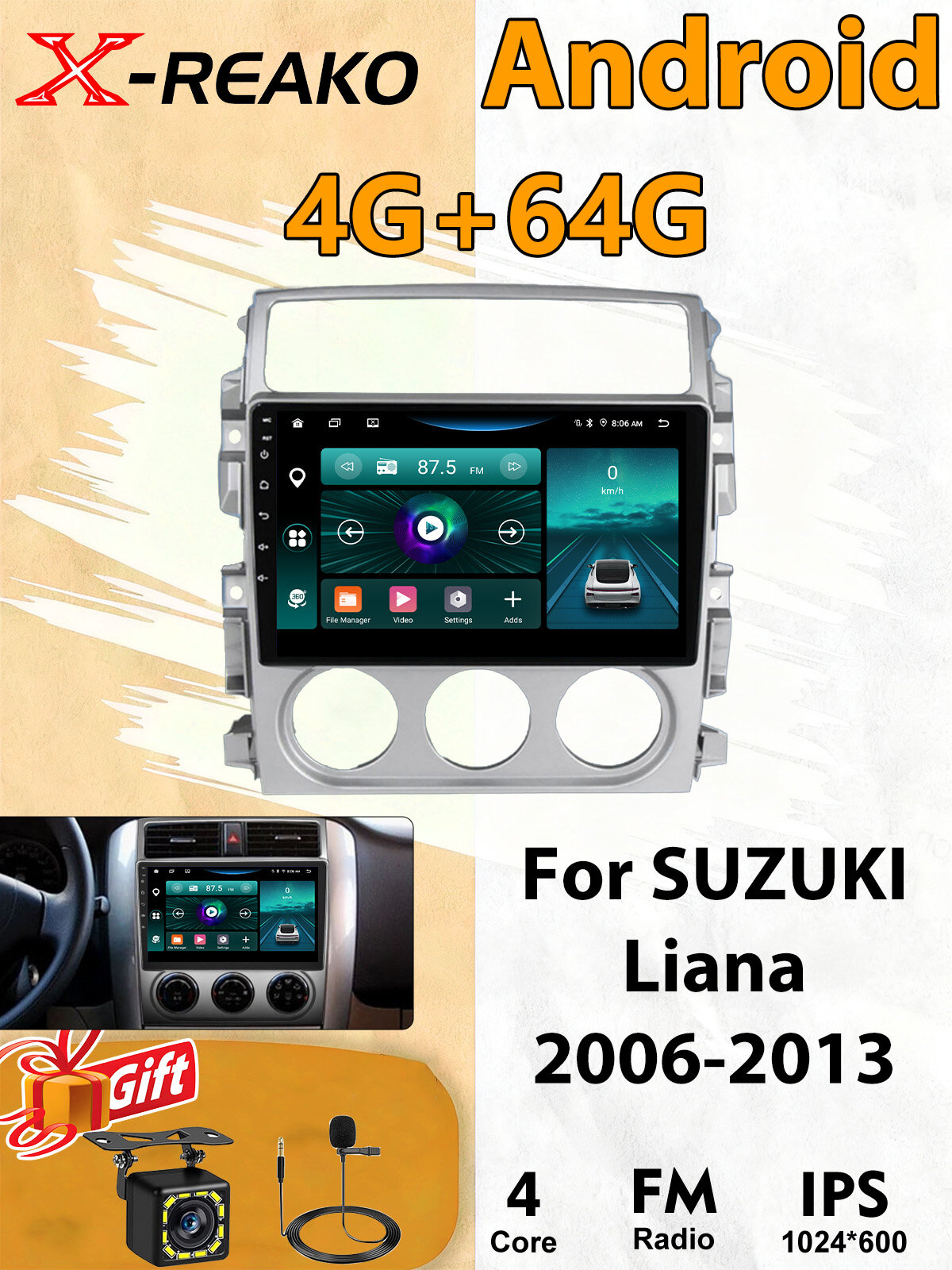 Магнитола для Suzuki Liana 2006-2013. Андроид . Сузуки Лиана