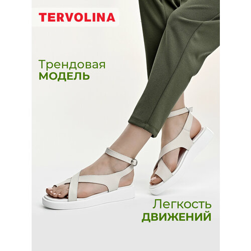 фото Сандалии tervolina 26.5, размер 40, бежевый/белый