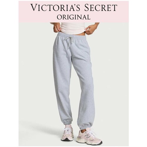фото Брюки джоггеры victoria's secret iconic fleece relaxed jogger sweatpant, размер l, серый