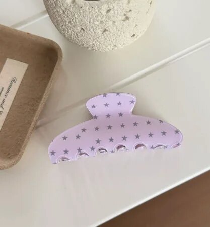 Пластиковые заколки-крабы сине-розовые для волос 1pc star pink