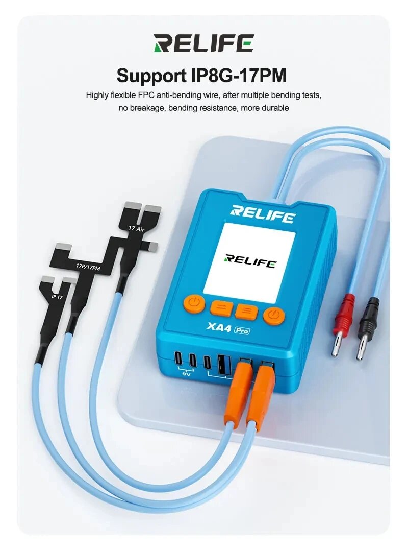 RELIFE XA4 Pro: Кабель питания с функцией One-touch, USB Type-C, поддержка 8G-17PM, запуск одной кнопкой, измерение напряжения и тока, инструмент для ремонта