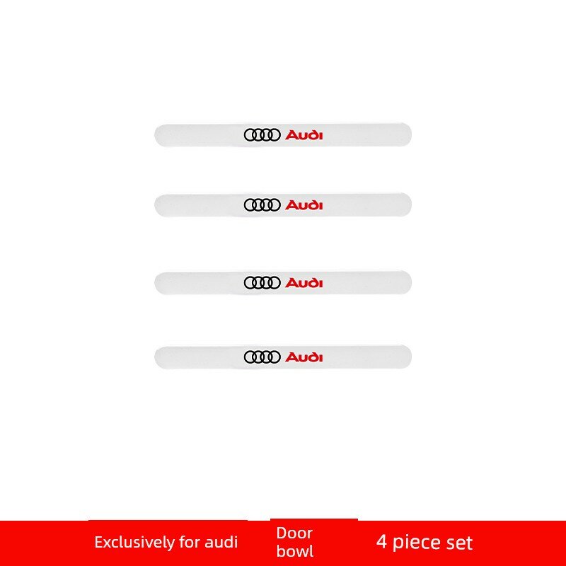 Противударные полосы с прозрачной основой и черным логотипом Audi 4 шт. для моделей Audi A6L A4L A3 A5 Q3 Q5 L Q7