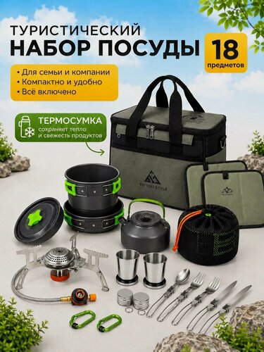 Изображение товара Набор посуды Montora, алюминиевый, с термосумкой, для 2 человек