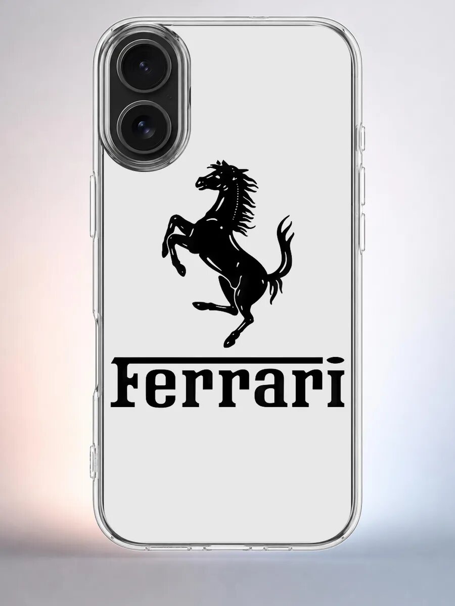 Чехол iPhone 16 ferrari силиконовый прозрачный
