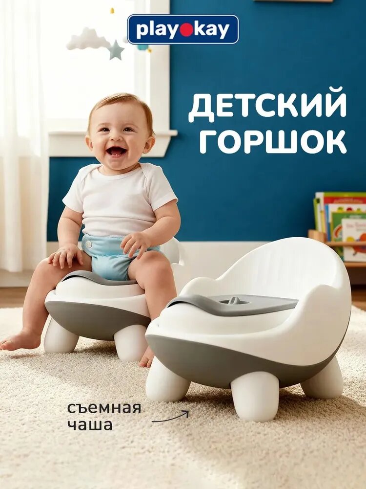 Горшок унитаз детский с крышкой и мягким сиденьем