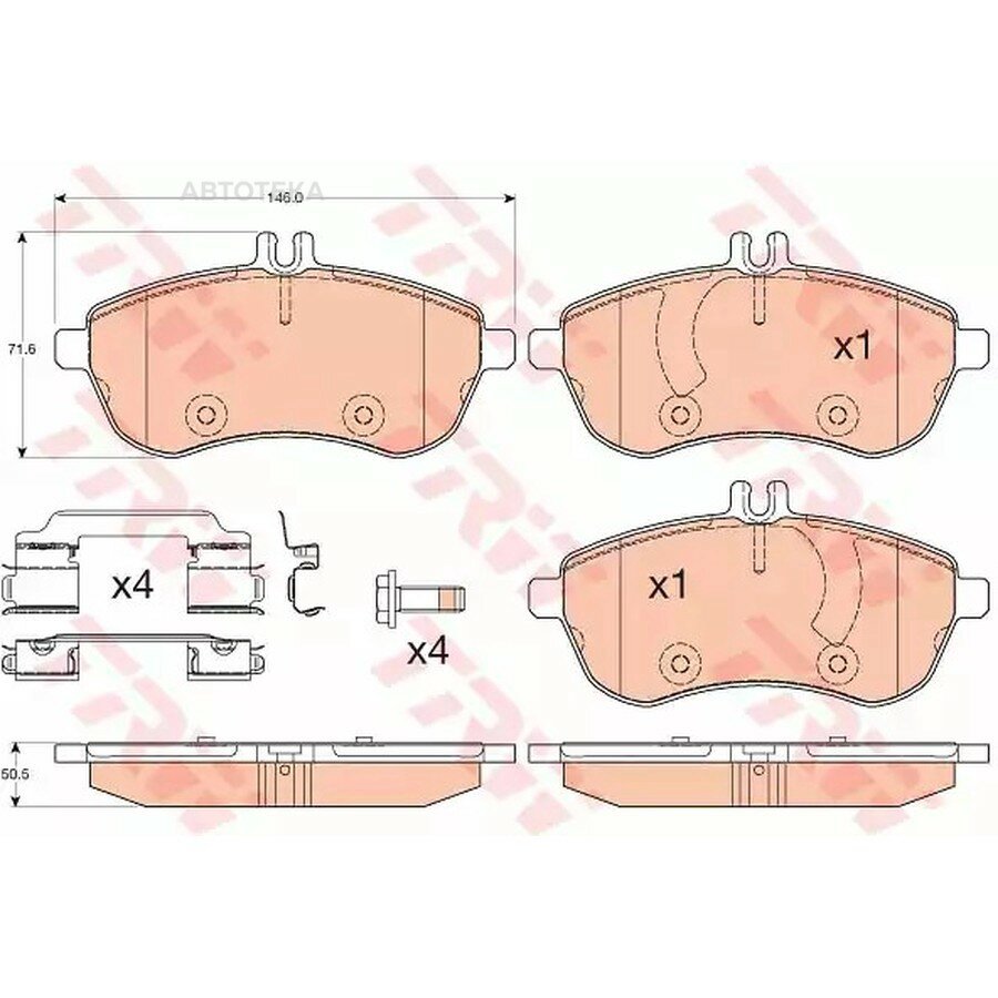 Колодки тормозные MERCEDES W204/W212 передние TRW GDB2056
