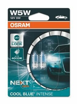 Лампа автомобильная W5W (W2.1*9.5d) COOL BLUE INTENSE (NextGen) (блистер, 2шт) 4000K 12V OSRAM