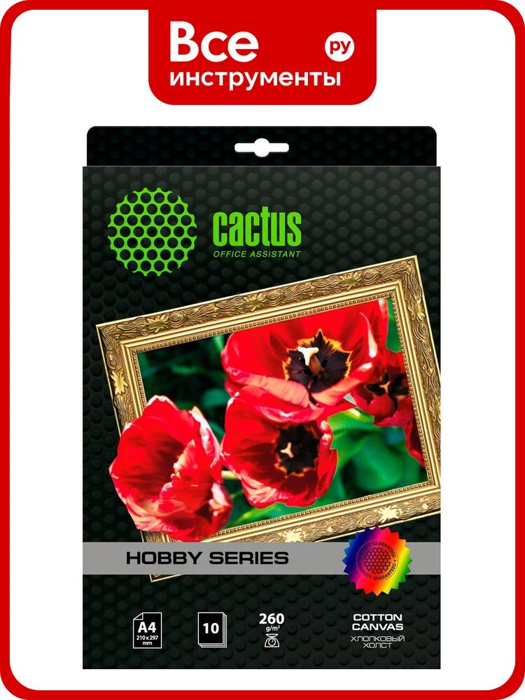 Холст для струйной печати CACTUS CS-CA426010 A4/260г/м2/10л. 805878