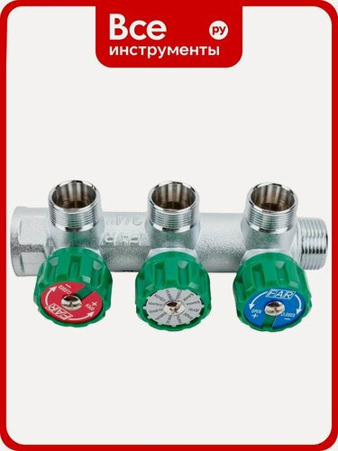 Изображение товара Регулируемый коллектор с 3 отверстиями FAR 3/4" М24х19 FK 3850 C34 для распределения потоков жидкостей