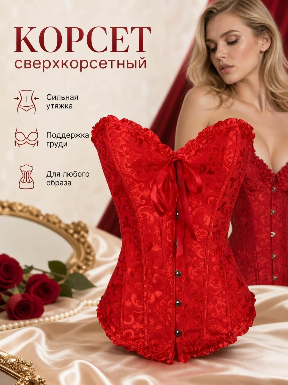 Корсет, размер L, красный