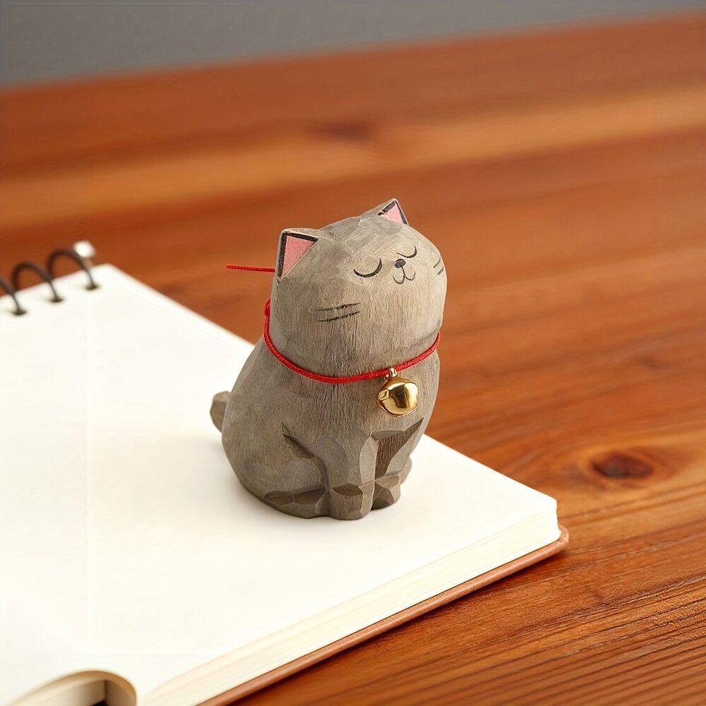 Деревянная фигурка кошки ручной работы, 1 шт, цвет Cat-4, декор для дома и стола, милая реалистичная скульптура, подарок для любителей кошек на Рождество, День благодарения, День святого Валентина или День матери
