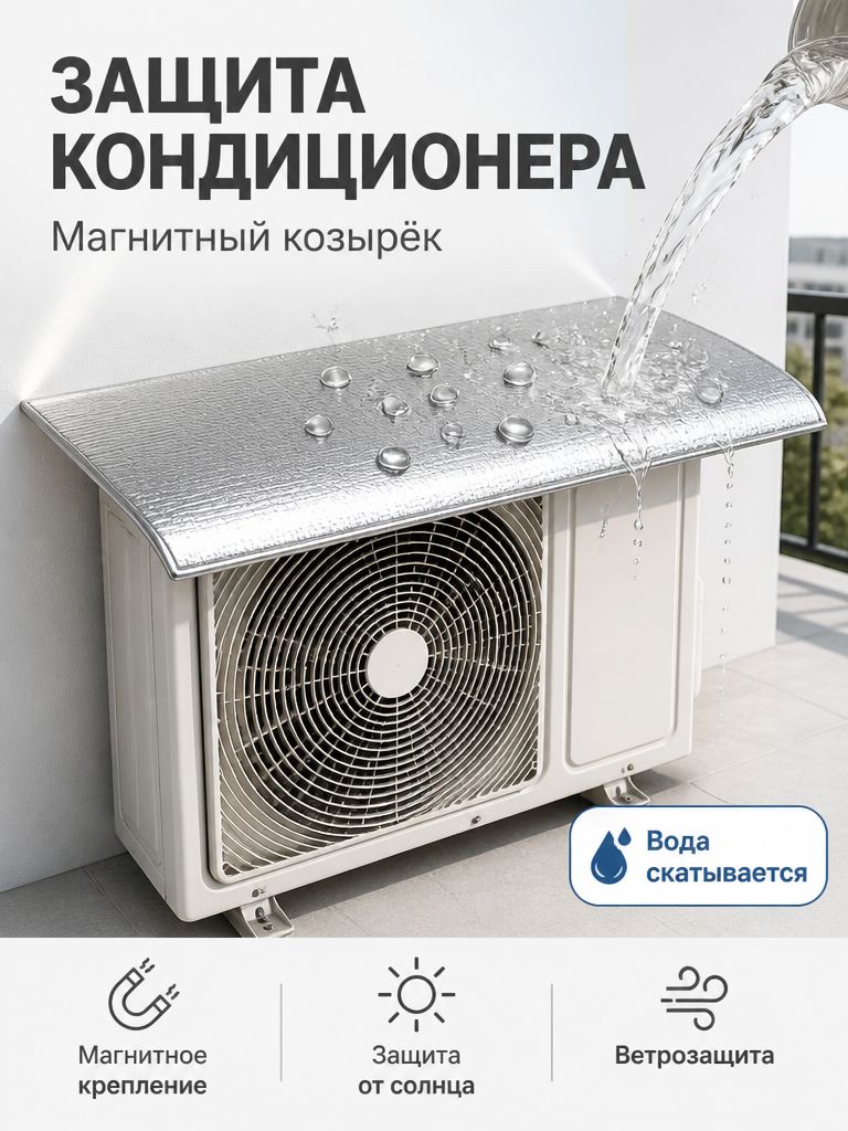 Защитный козырёк для наружного блока кондиционера, магнитный водонепроницаемый экран от дождя и солнца, ветрозащитная крышка с лёгкой установкой, алюминиевая плёнка с эффектом лотоса