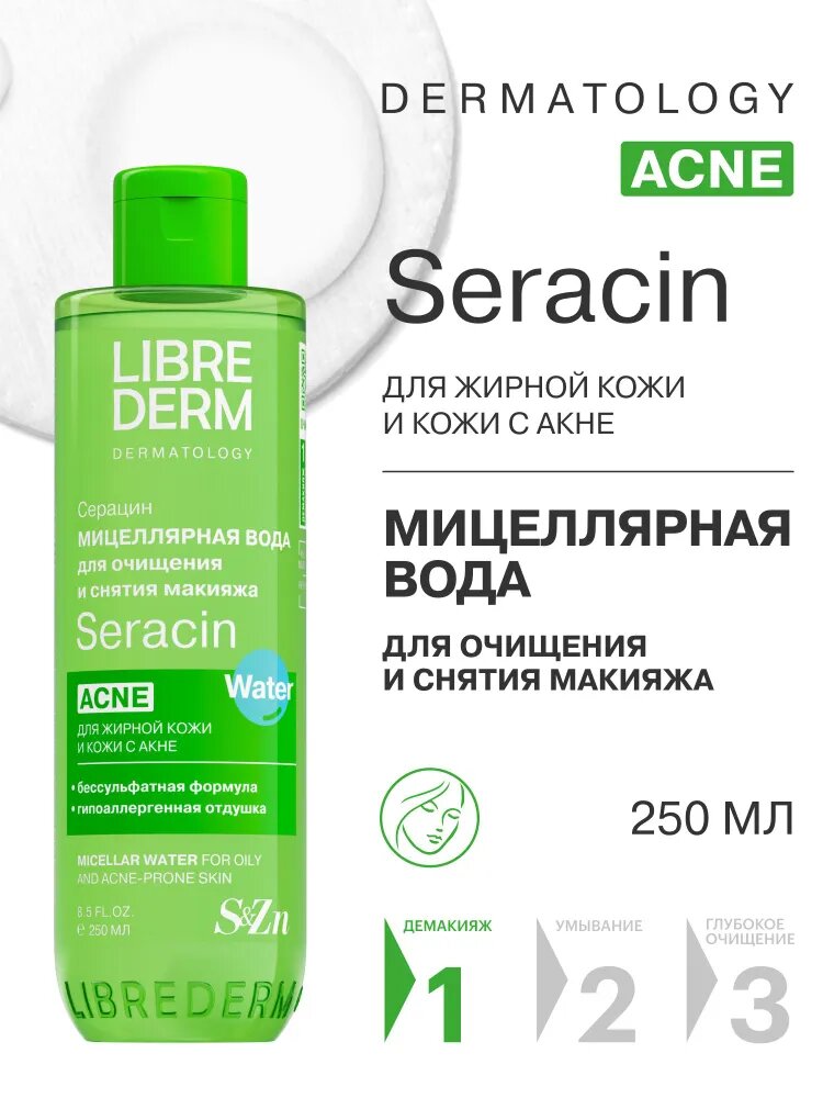 LIBREDERM Мицеллярная вода для снятия макияжа Серацин для жирной кожи 250 мл