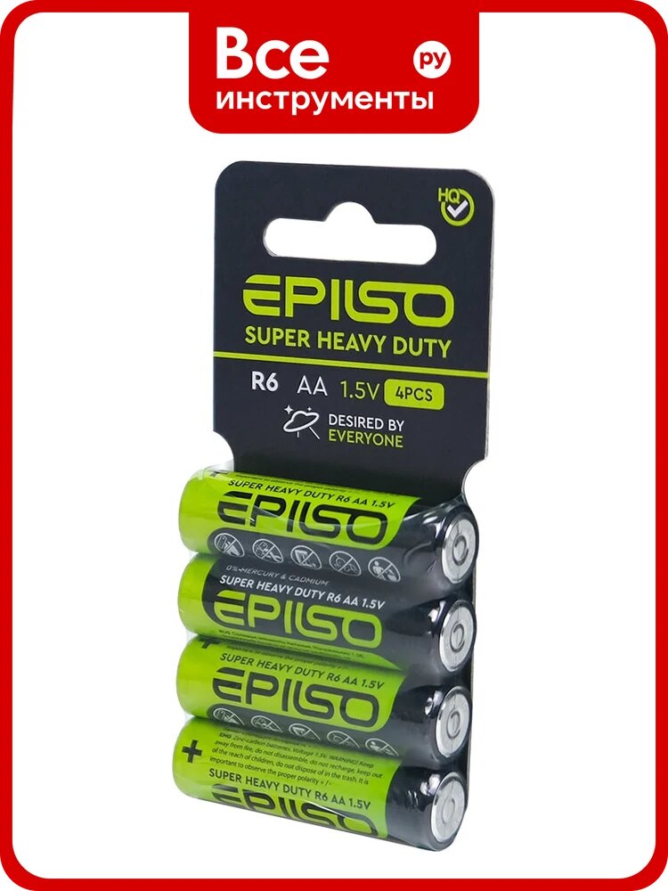 Элементы питания Epilso солевой r6/aa 1.5v шт на блистере EPB-R6-4SC