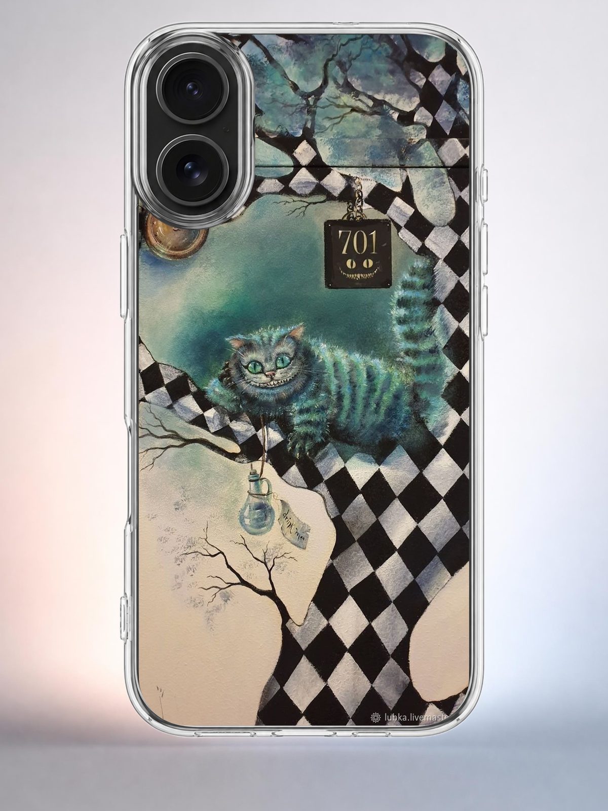 Силиконовый чехол на iPhone 16 Чеширский кот Алиса