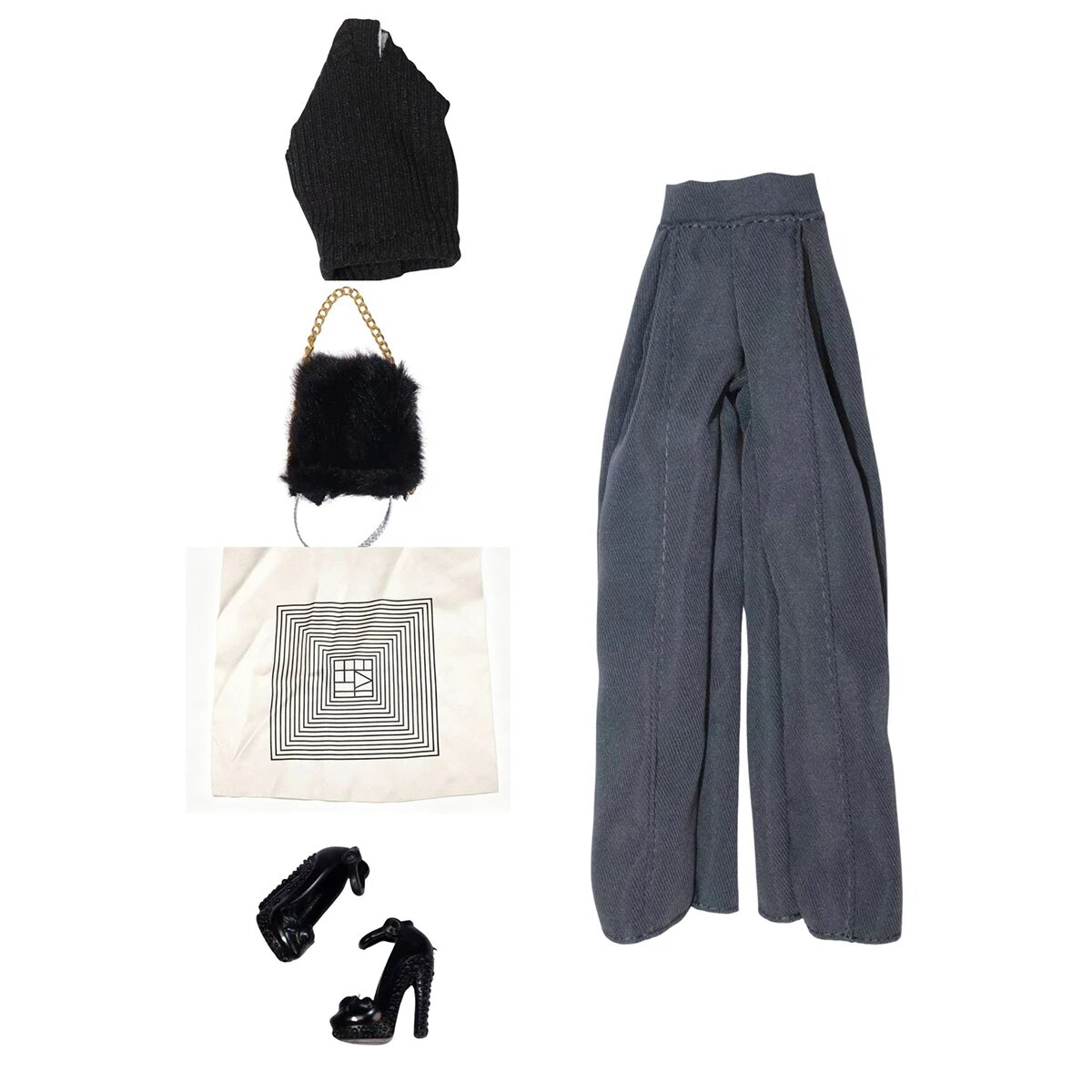 Комплект одежды для куклы FR 30 см: жилет, брюки, сумка, платок, туфли Clothes-Parts 3