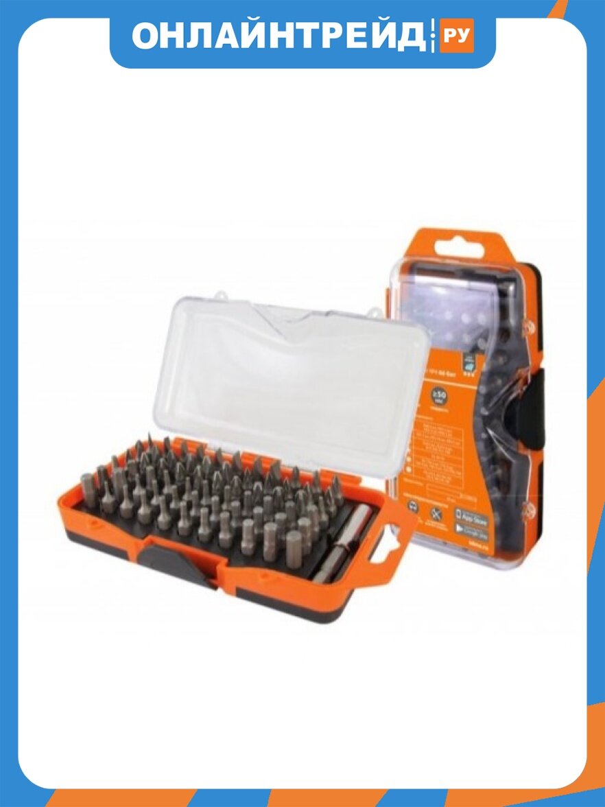 Набор бит Tdm Electric №4, 66 бит: SL, PH, PZ, HEX, TORX, SQ, удлинитель, сталь CR-V, в пласт. держ.«Алмаз»