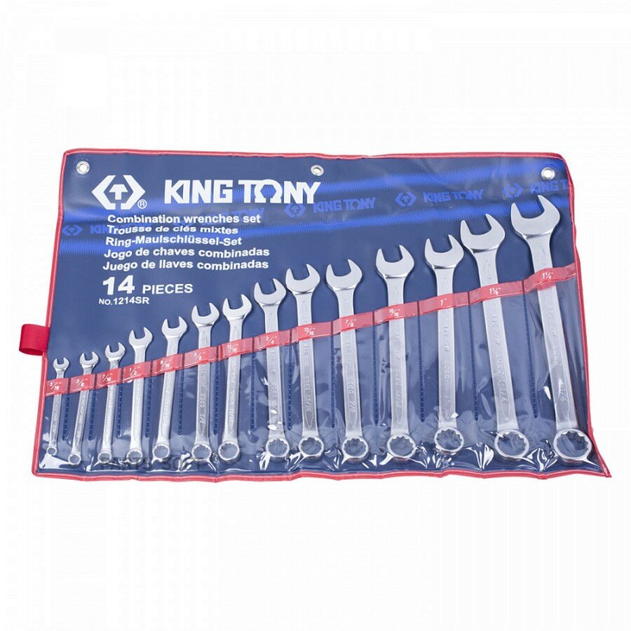 KING TONY Набор комбинированных ключей, 5/16-1-1/4, 14 предметов от официального дистрибьютора, KING TONY, артикул 1214SR