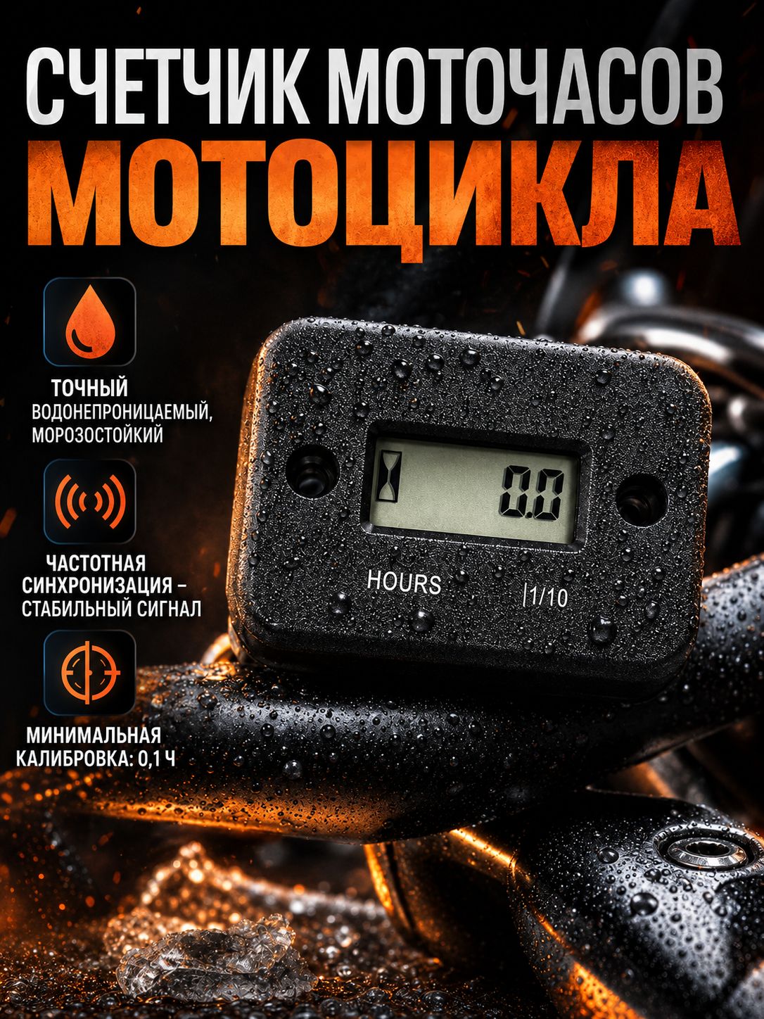 Счетчик моточасов для 4x тактного мотора. универсальный без тахометра