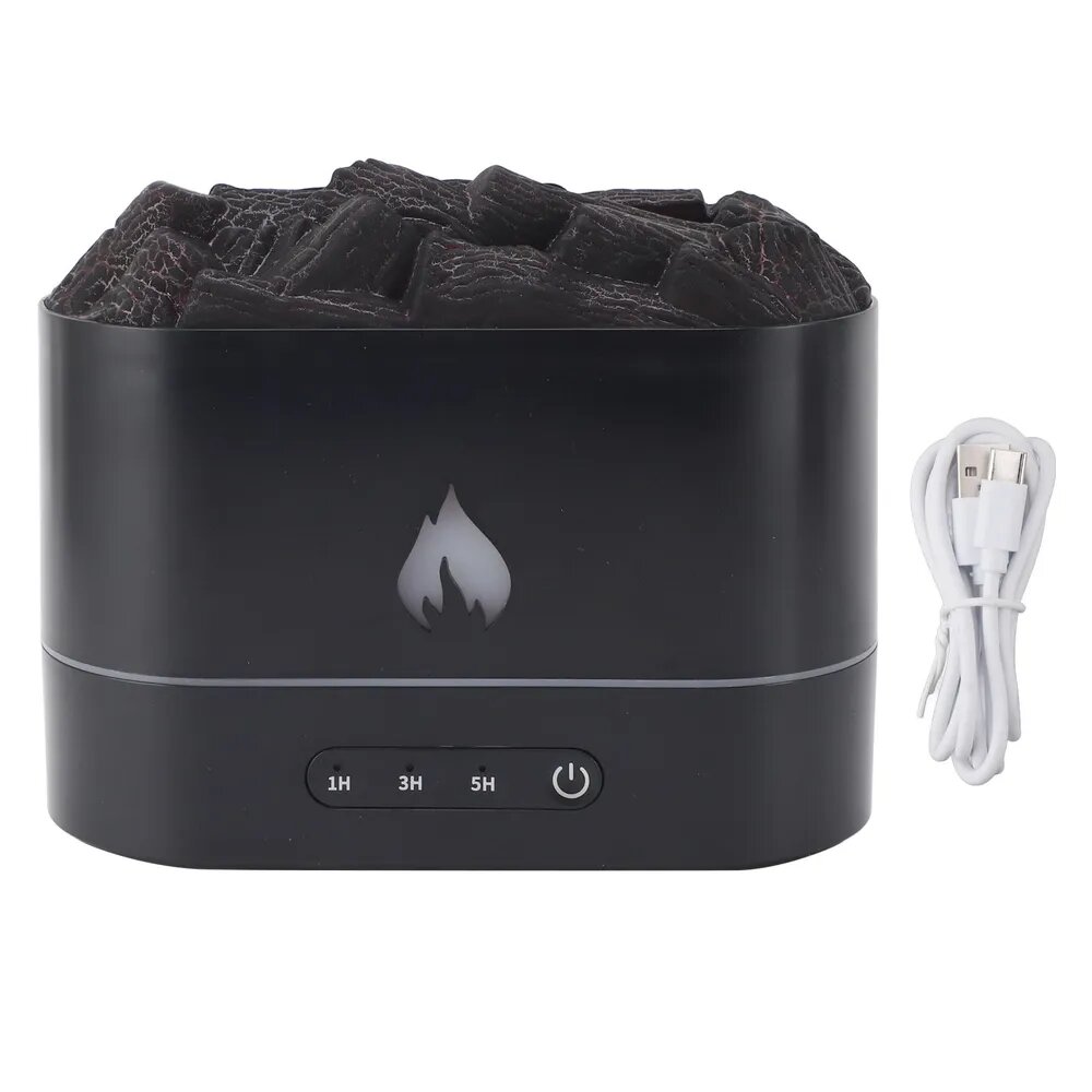 Аромадиффузор Volcano, 250 мл, 7 цветов, имитация пламени, USB, черный