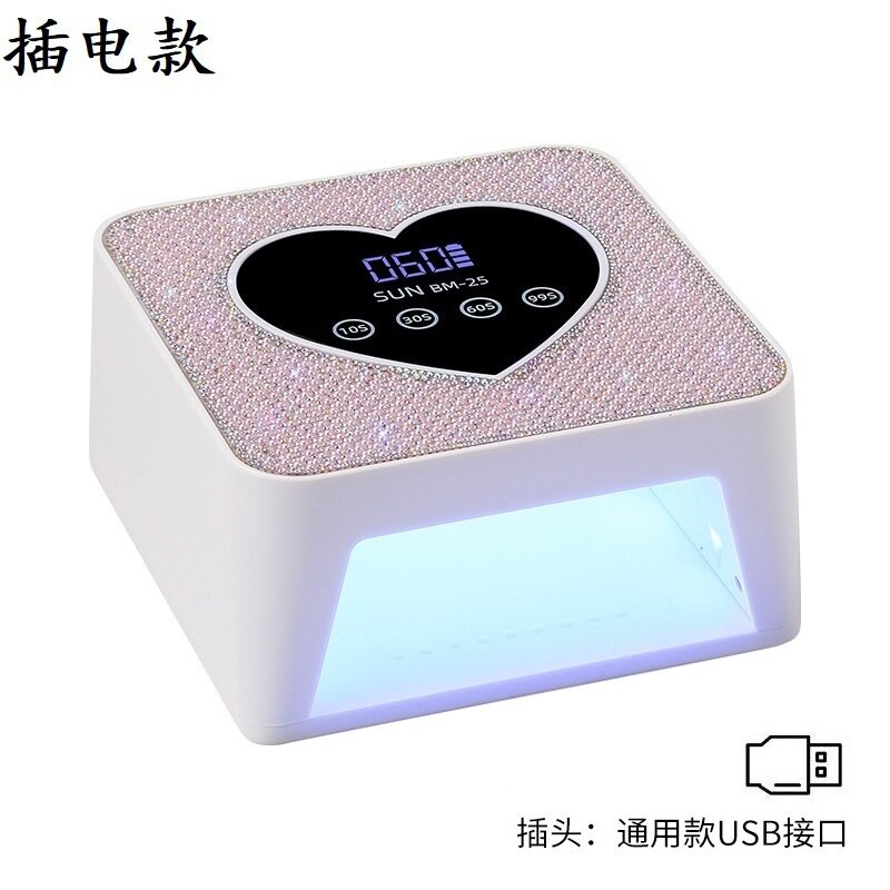 Мини UV LED лампа для ногтей сетевая лампа для сушки лака портативный сухоар с розовым жемчугом и стразами USB