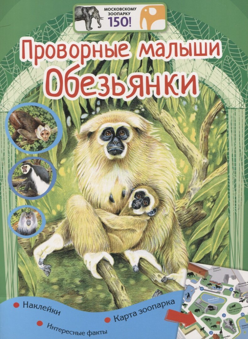 Проворные малыши. Обезьянки. Наклейки. Интересные факты. Карта зоопарка
